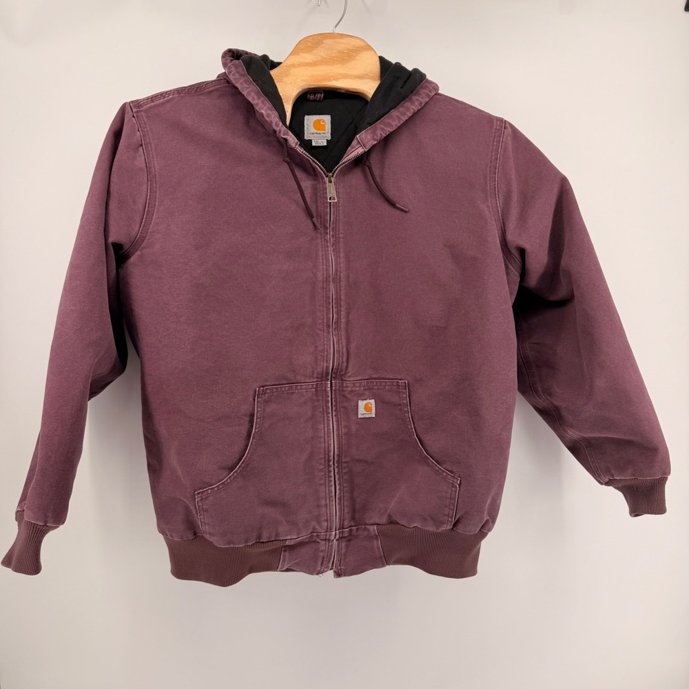 Carhartt Jacket Womens XXL Plum WJ130 DPM Sandstone Duck Canvas Active Hooded
